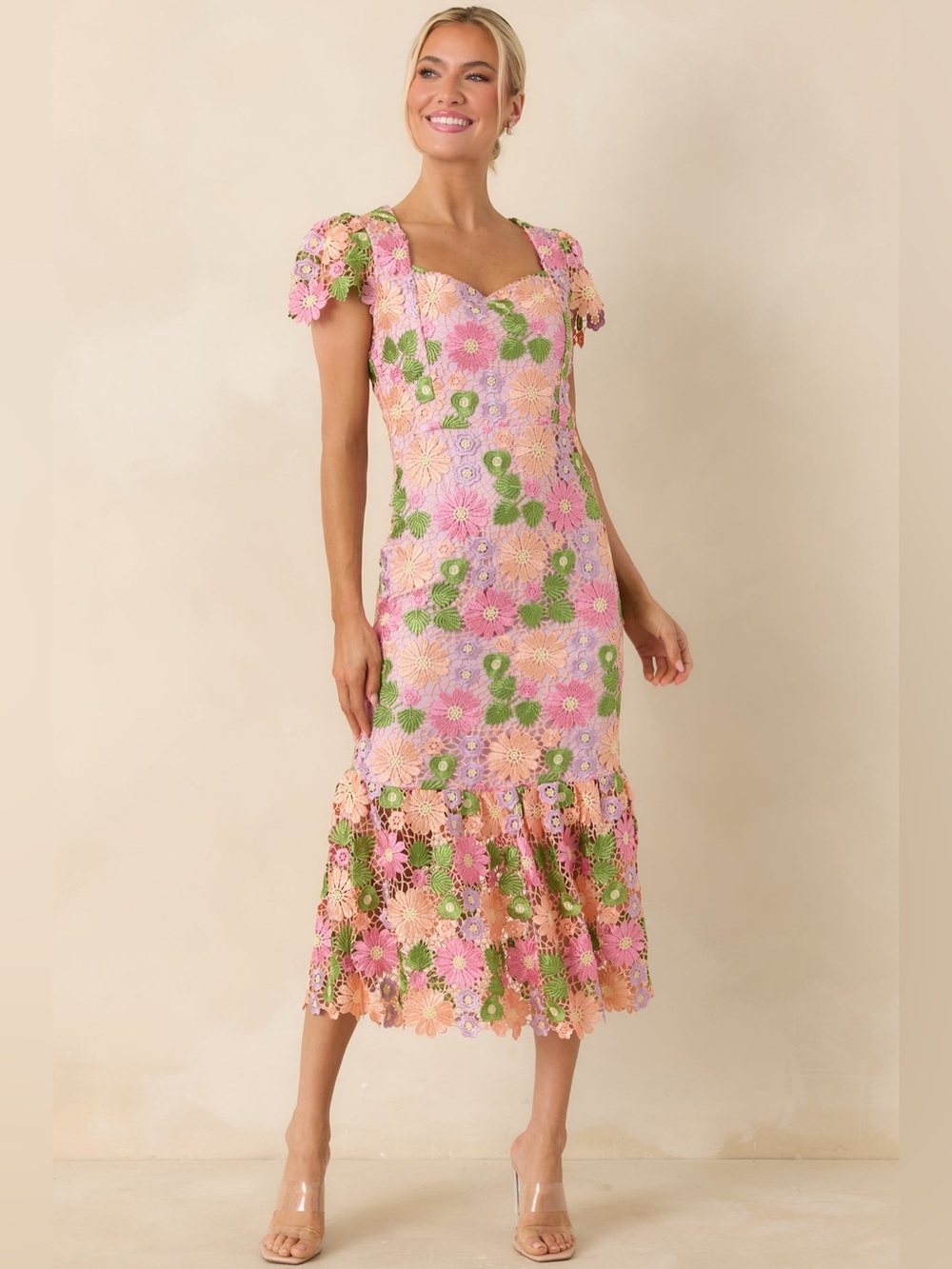 NWT Just Me My Debut Lavender Floral Embroidered Midi Dress Fairycore Cottage